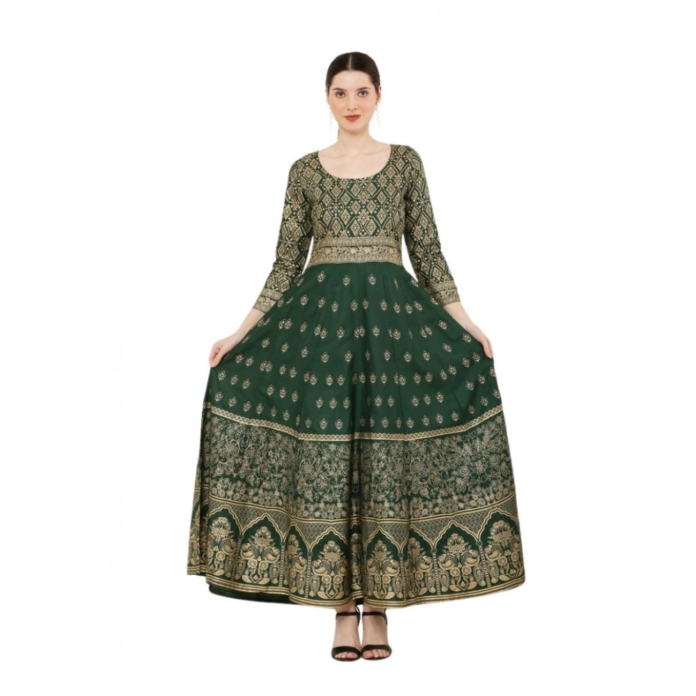 Women's Casual Rayon 3-4th Sleeves Anarkali Kurti (Green)