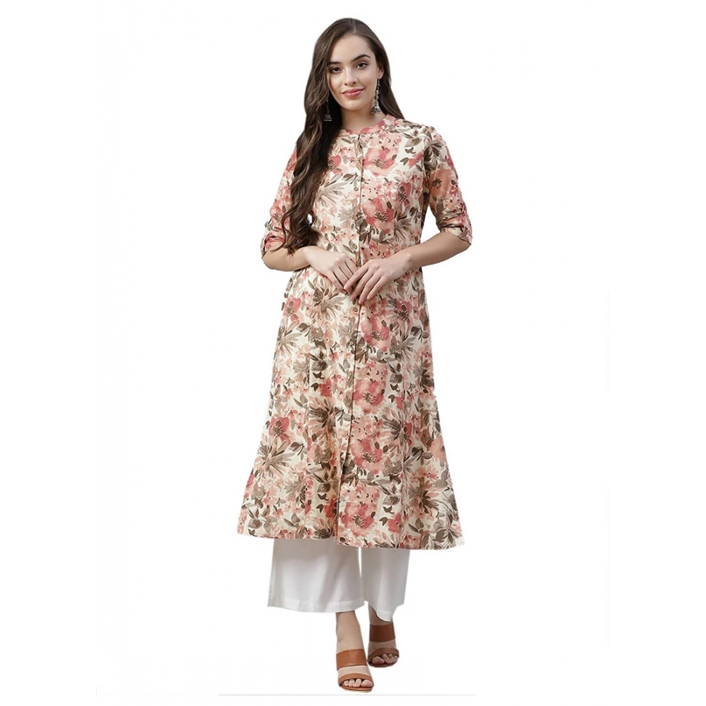  Women's Cotton Printed Floral Print Kurti (Multicolor, Cotton)